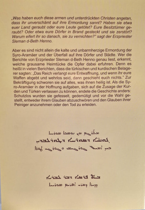 Die Verfolgung und Vernichtung der Syro-Aramäer-History books-Mor Ephrem-Mor Ephrem Bookshop